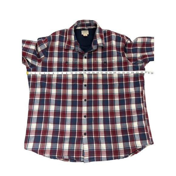 L.L. Bean Slightly Fitted Flannel Shirt Plaid 511550 Organic Cotton Mens XL-REG - Picture 4 of 6